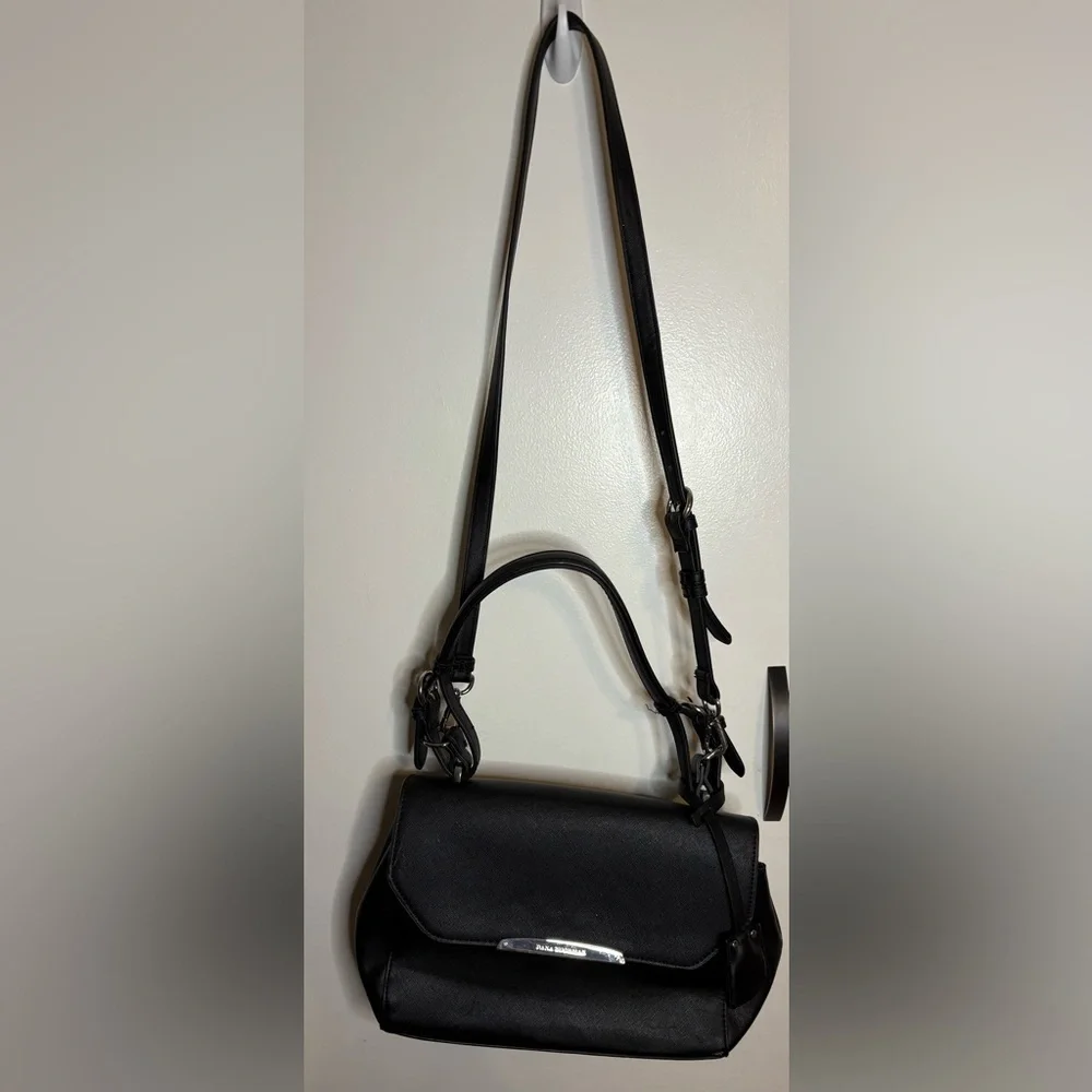 NWOT Dana Buchman Convertible Black Leather Satchel w/ Removable Shoulder Strap